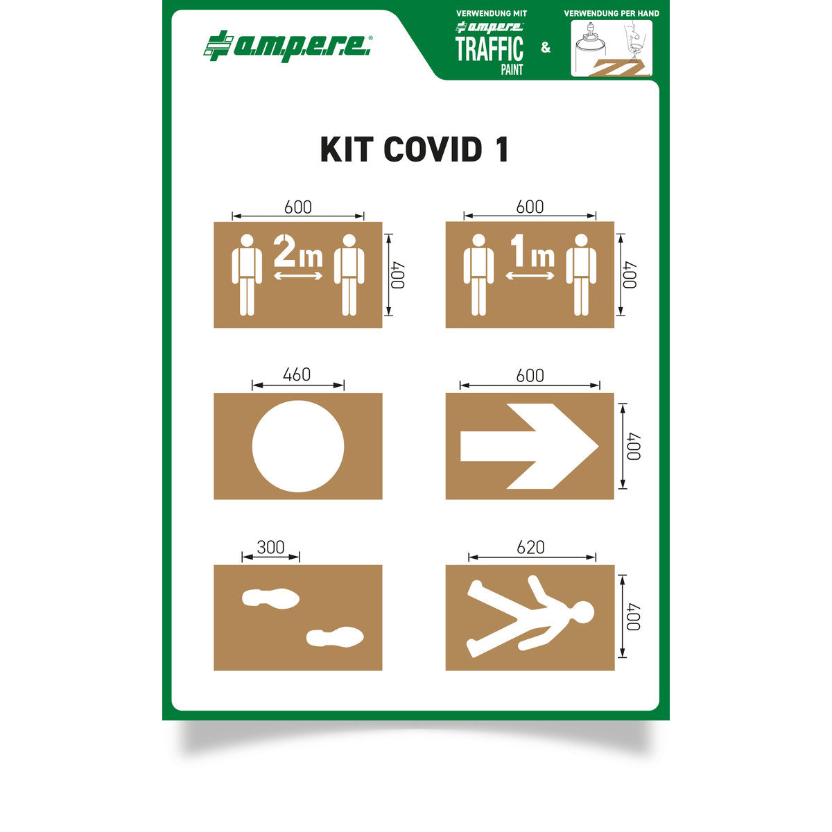 Schablonen KIT Covid, 1 Set a 6 Schablonen - Betriebsschutz24
