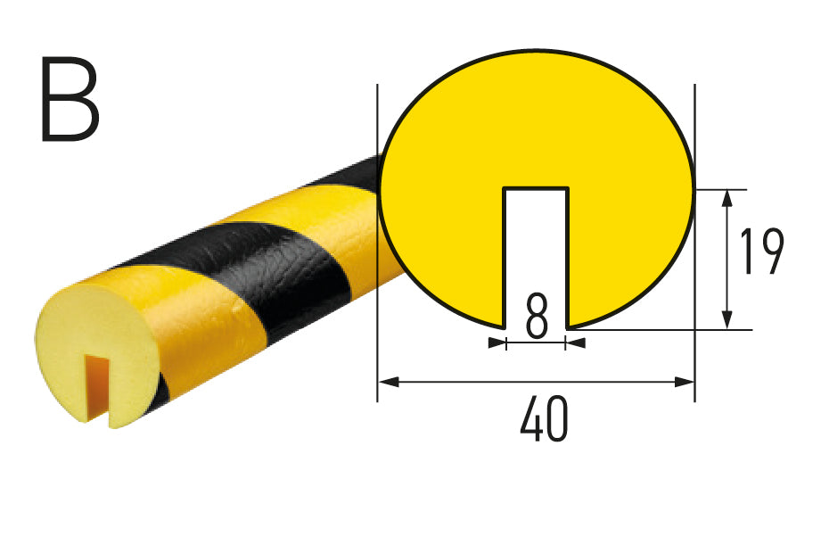 Kantenschutzprofil Typ B – Flexibler Warn- & Prallschutz (1 m | 5 m | 50 m) - Betriebsschutz24