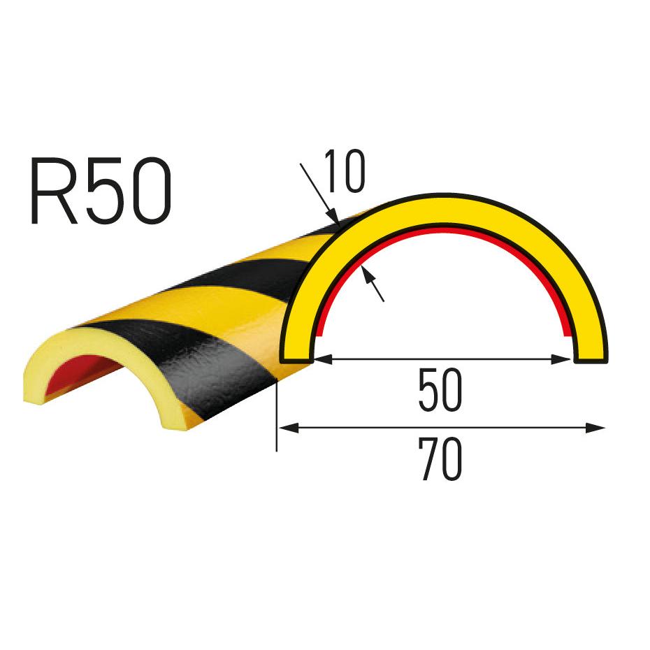 Rohrschutzprofil Typ R50 – Warn- & Prallschutzprofil (Standard & Reflektierend) - Betriebsschutz24