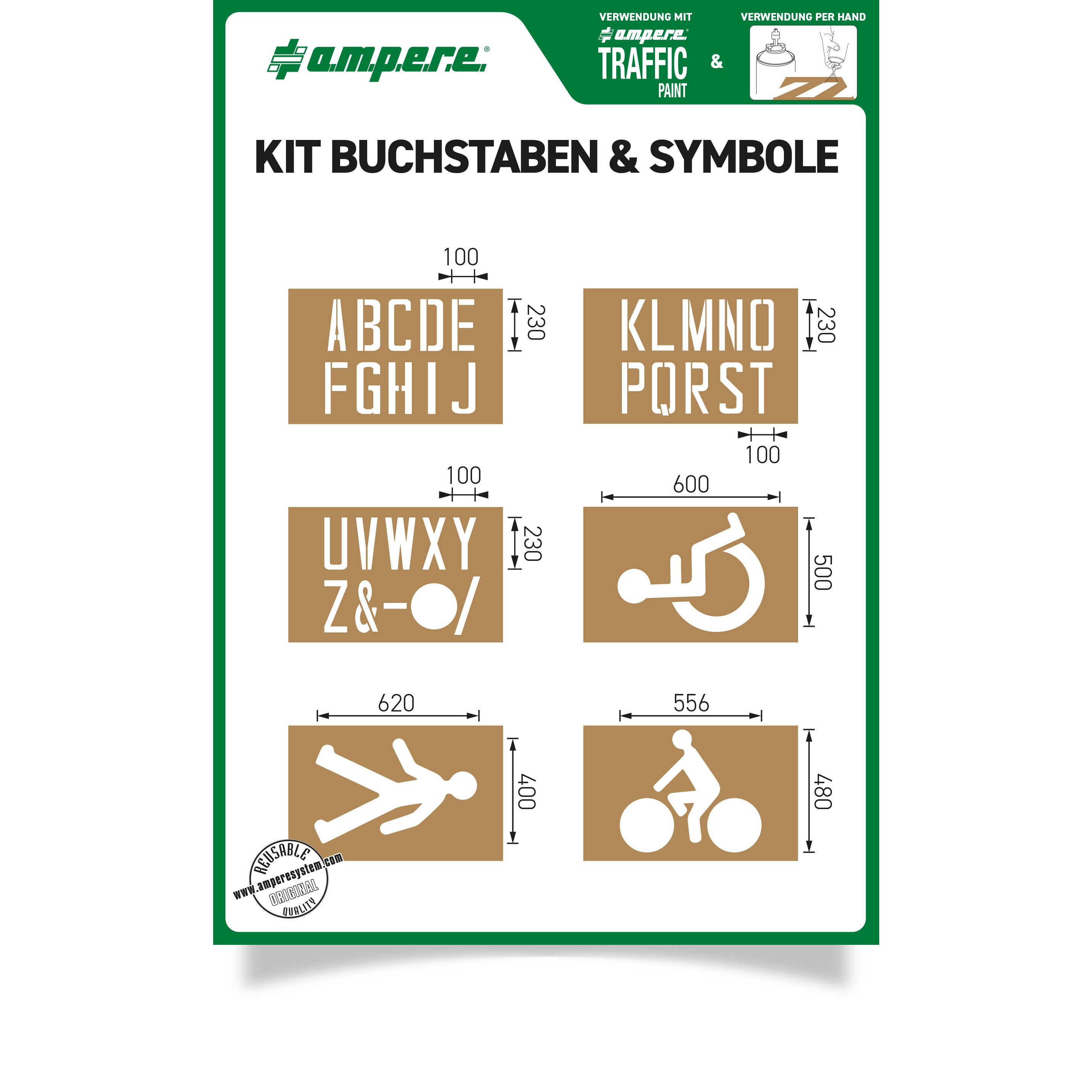 Schablonen KIT Buchstaben & Symbole, 1 Set a 6 Schablonen
