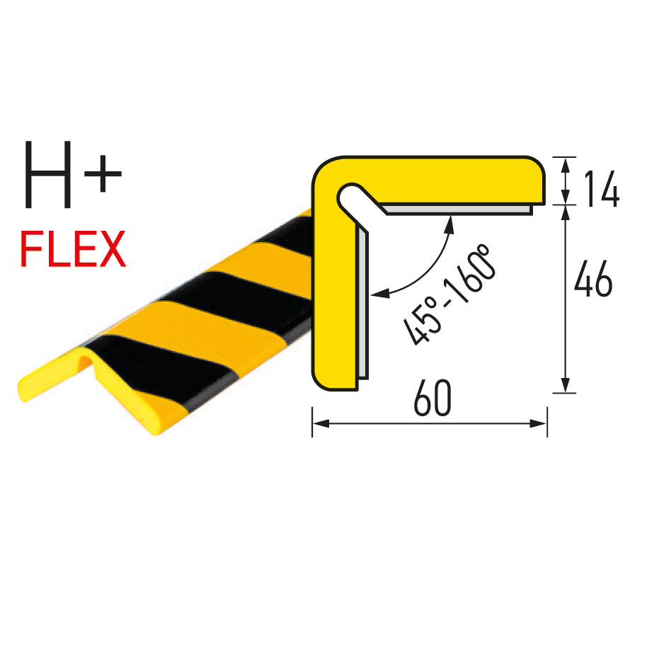 Eckschutzprofil Typ H+ Flex, Gelb/Schwarz