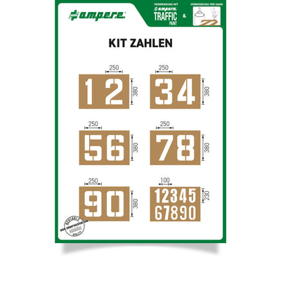 Schablonen KIT Zahlen, 1 Set a 6 Schablonen - Betriebsschutz24