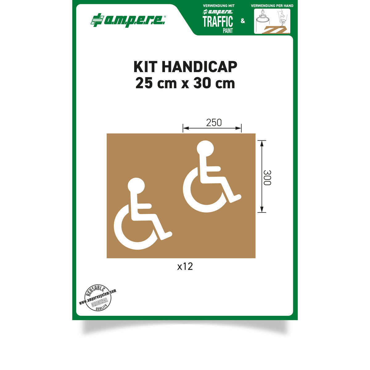 Schablonen KIT Handicap 25 cm x 30 cm , 1 Set a 12 Schablonen