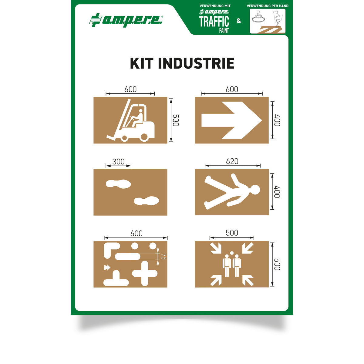 Schablonen KIT Industrie, 1 Set a 6 Schablonen - Betriebsschutz24