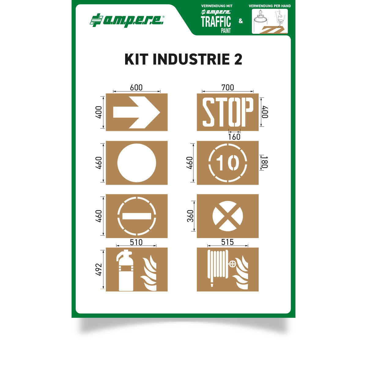 Schablonen KIT Industrie 2, 1 Set a 8 Schablonen - Betriebsschutz24