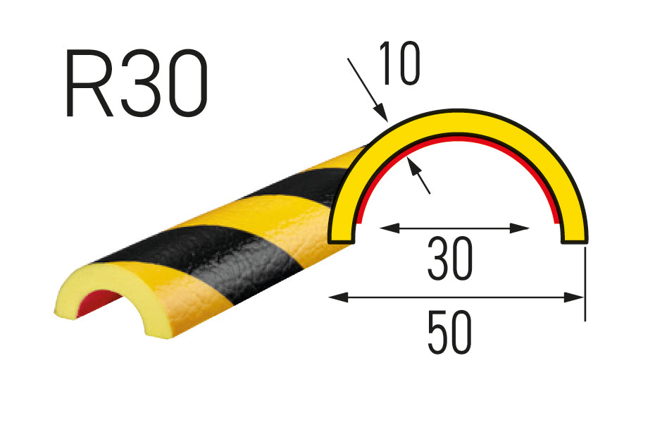 Rohrschutzprofil Typ R30 – Flexibler Warn- & Prallschutz (1 m | 5 m | 50 m) - Betriebsschutz24