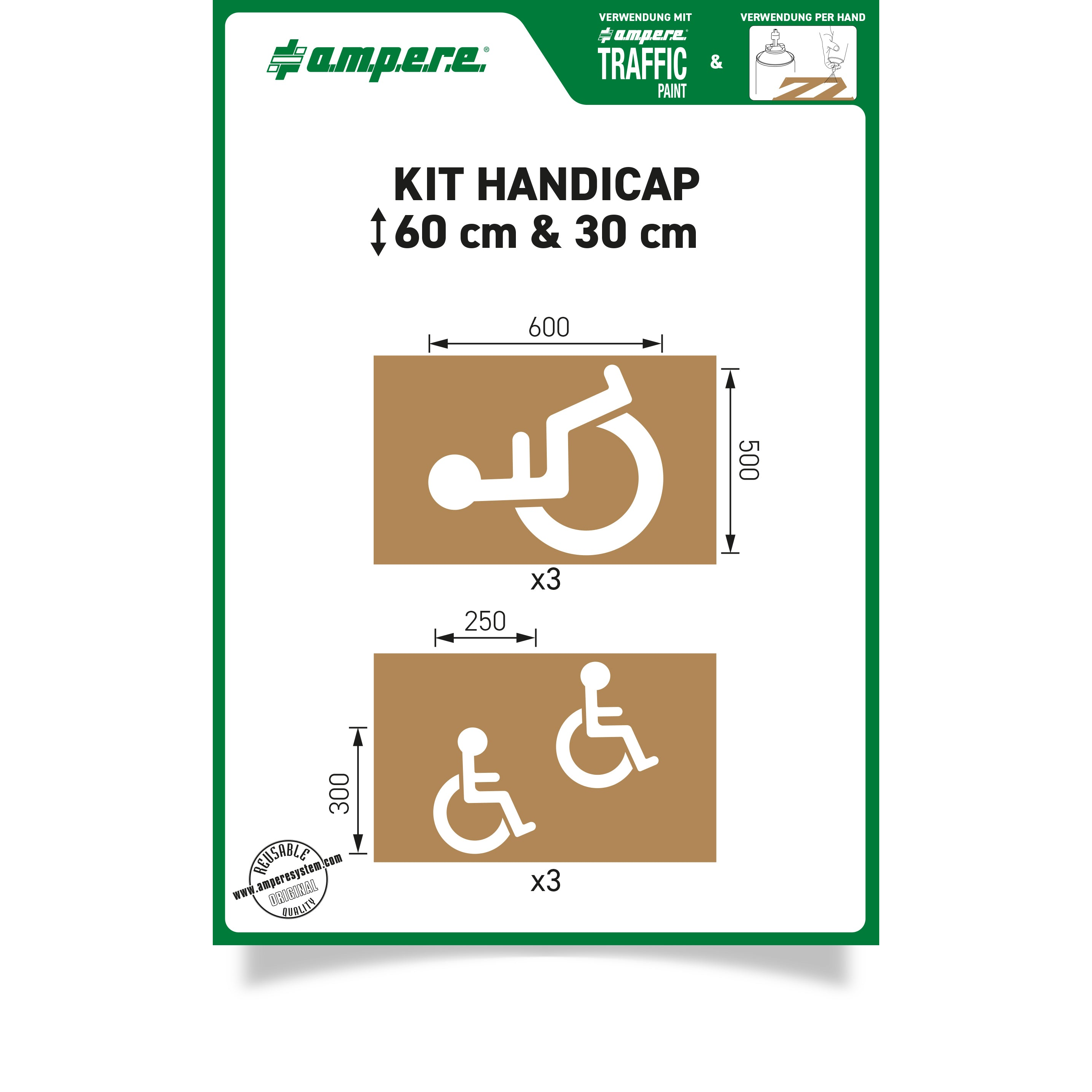 Schablonen KIT Handicap 60 cm & 30 cm, 1 Set a 6 Schablonen